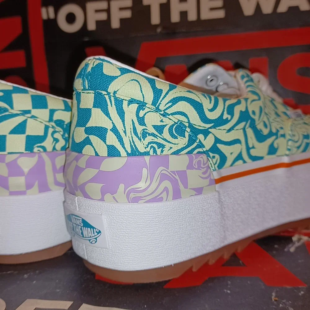 Vans Men's 3.5/Women's 5 Era Stacked Wavy Daze Tile Blue - VN0A4BTOCE5
